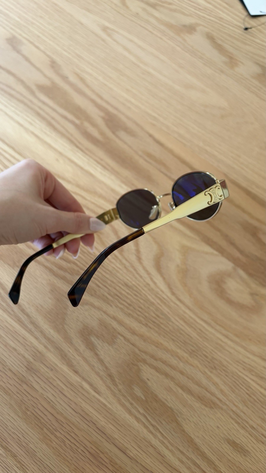 CELINE TRIOMPHE METAL 01 SUNGLASSES IN GOLD METAL WITH LEATHER POUCH BAG