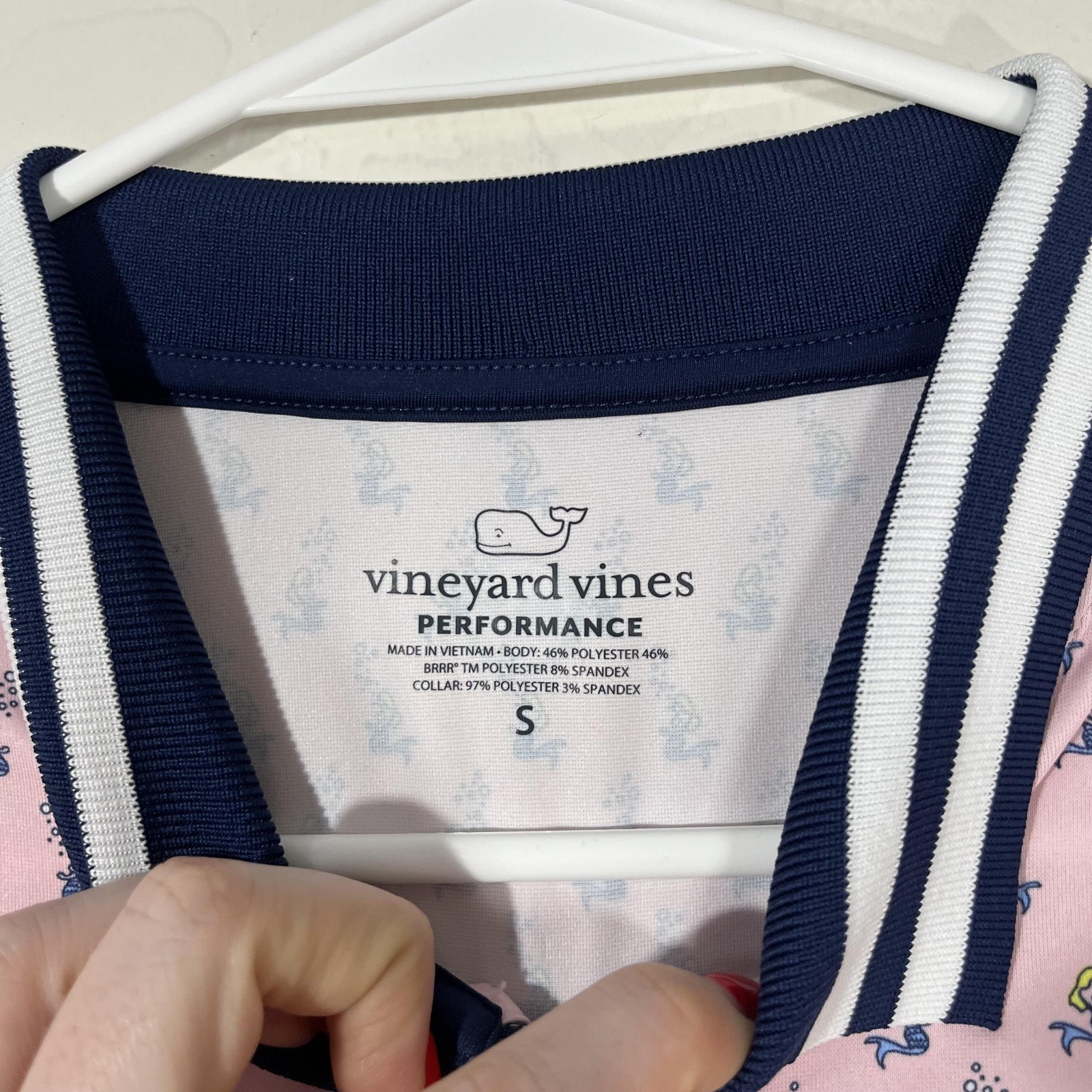 Vineyard Vines Polo Shirt Womens S Pink Collared Short Sleeve Mermaid Print