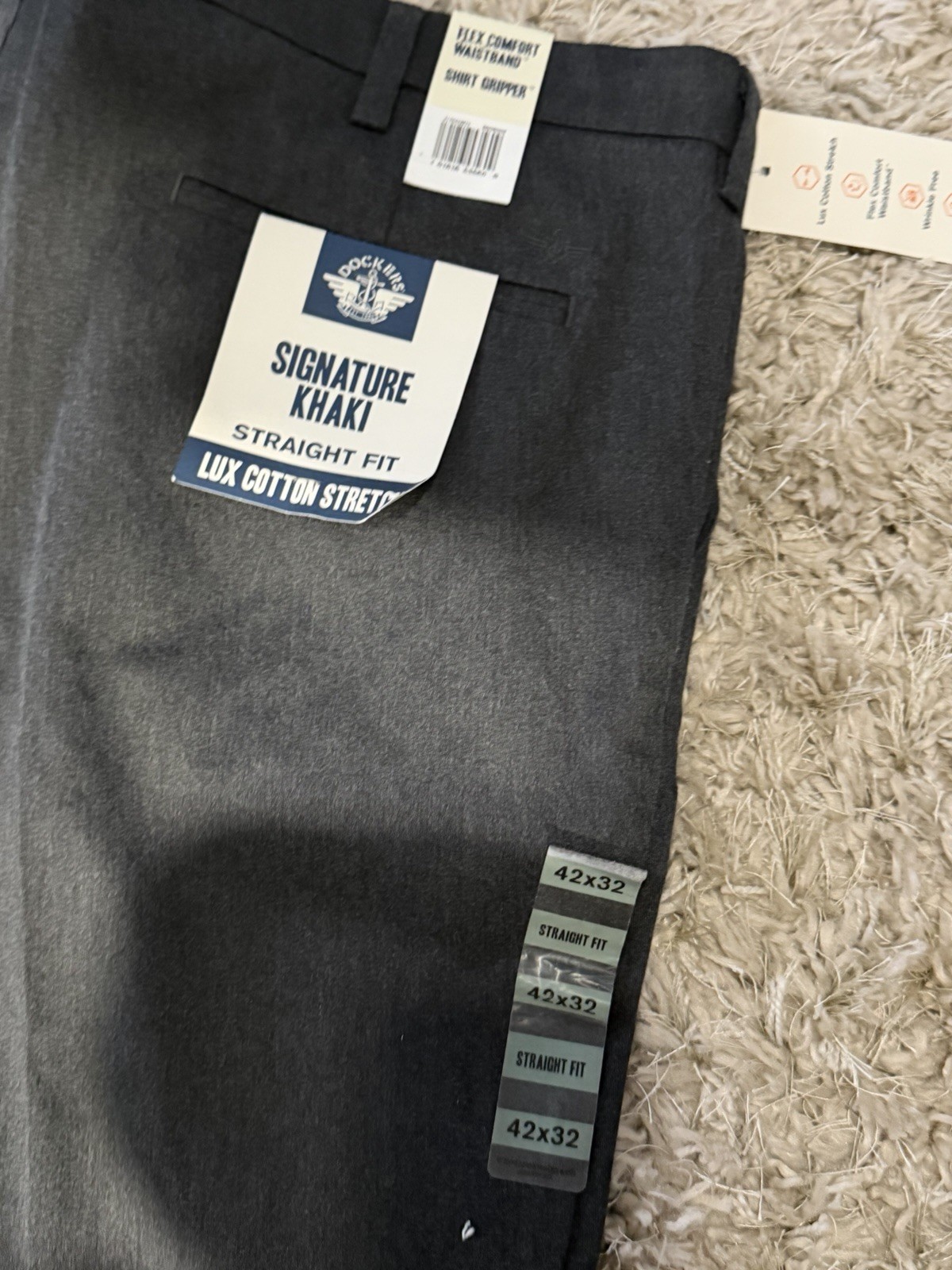 Dockers Signature Khaki Lux Cotton Stretch Pants Men’s 42×32 Straight Fit Black