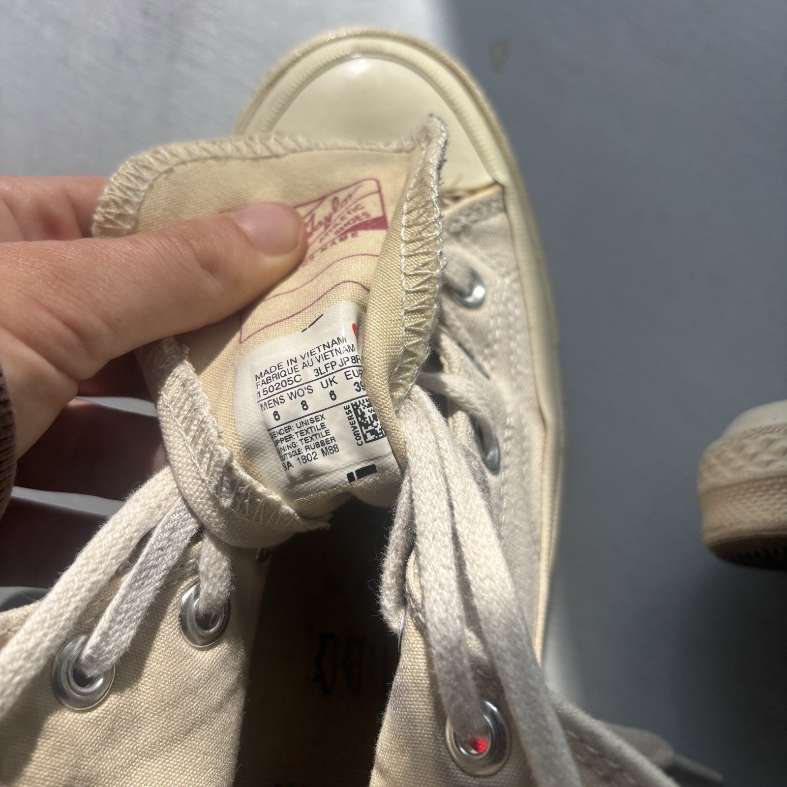 Converse Chuck Taylor All Star High Top Canvas Sneakers Beige/Red Heart Lace-Up