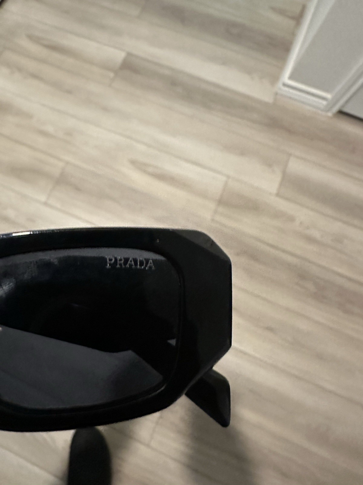 PRADA Women’s Oversized Square Sunglasses Black Frame/Lens Plastic Tinted Logo