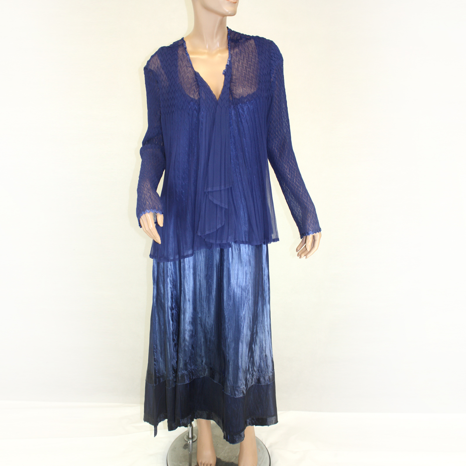 Komarov Woman Plus Size Formal Pleated Royal Blue Gown Dress Wrap Set 2X