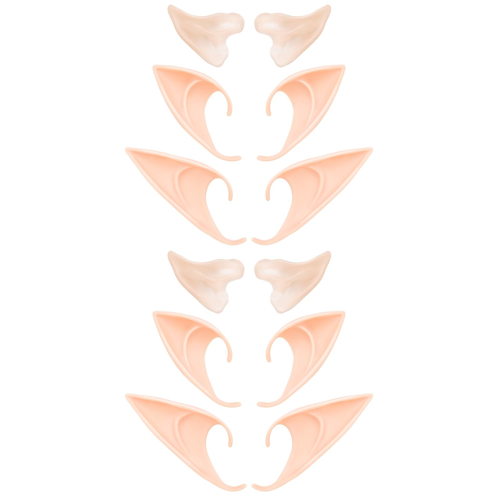6 Pairs Elf Ears – Cosplay Fairy Pixie Fairy Ears Soft Pointed Ear Tips Anime