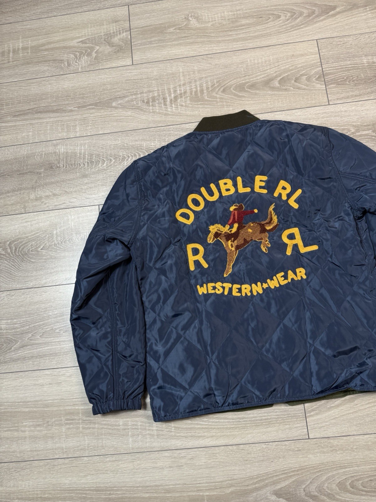 nylon RRL Double RL Reversible Quilted Liner Jacket Embroidered Western Cowboy M