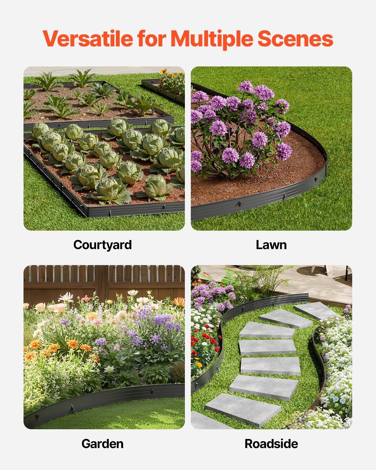 72in8PackAluminumGardenEdgingRustProofFlexibleHeavyDutyBorder