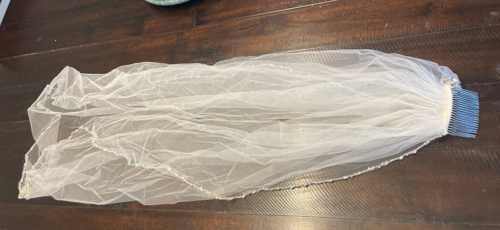 Wedding Veil-Beaded Finger-Tip Length-Dry Cleaned