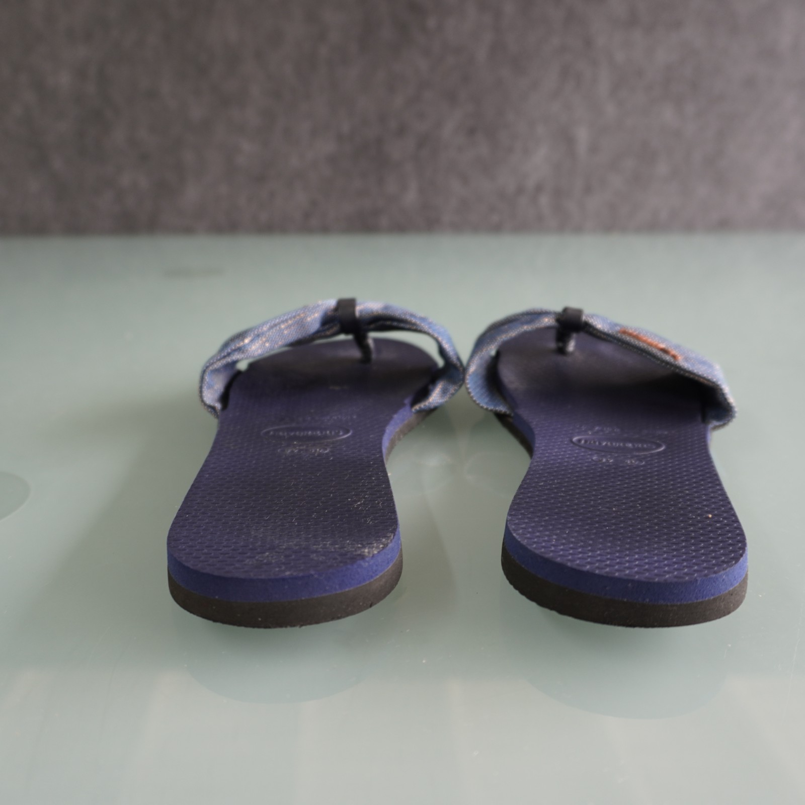 Havaianas You St Tropez Shine Sandals Womens 9 10 Navy Blue Fabric Bow Flip Flop