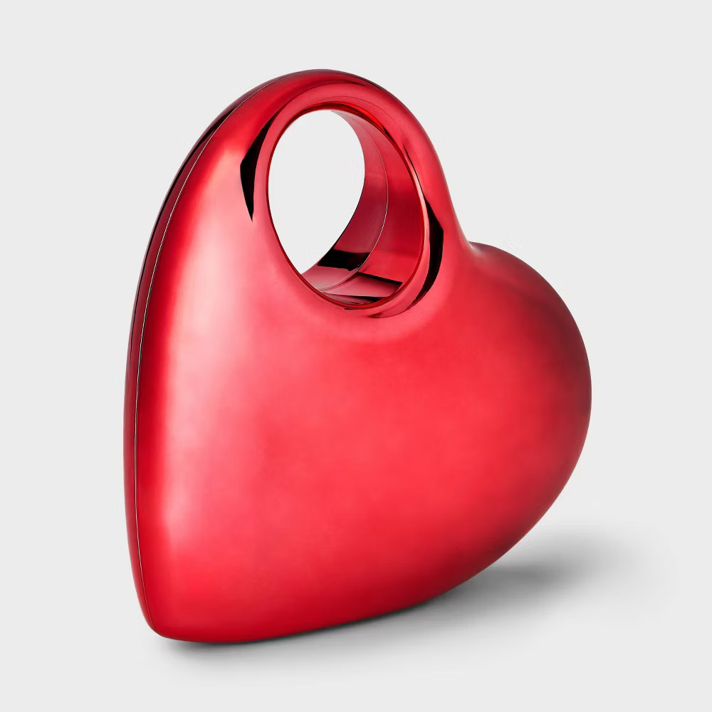 Valentine Day Metallic Heart Clutch – A New Day Red