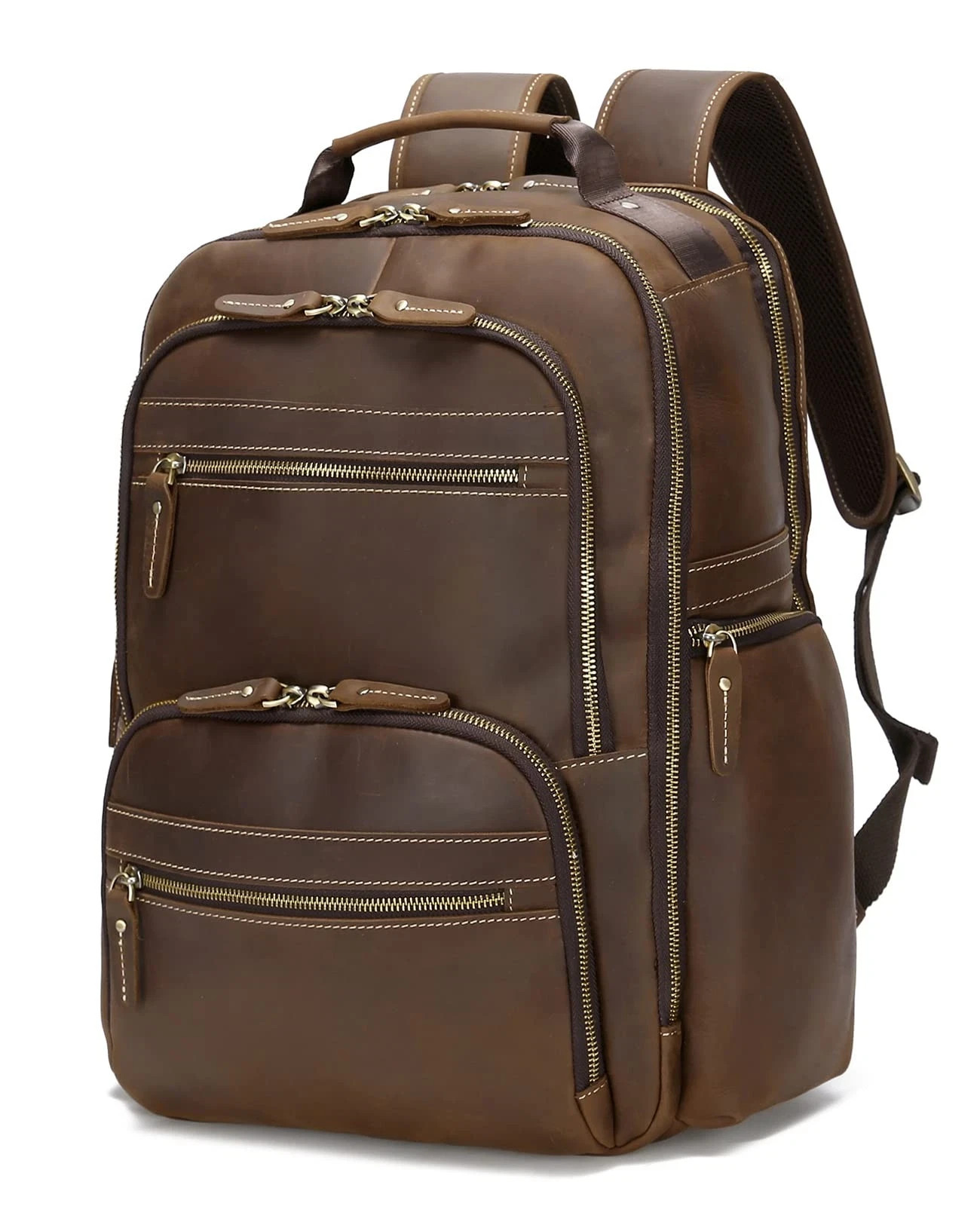 Genuine Leather Backpack For Men Vintage 17.3 inch Laptop Bag Large Capacity …