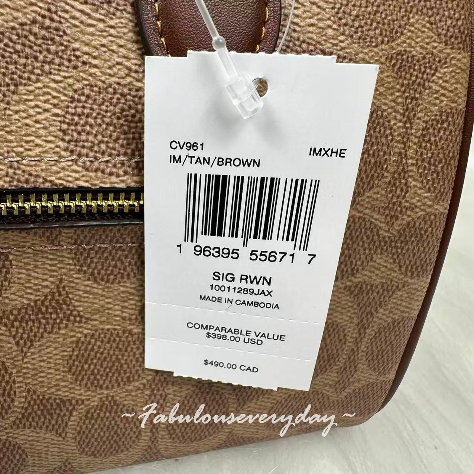 Coach Rowan Satchel Bag In Signature Canvas Gold/Tan/Brown CV961 NWT