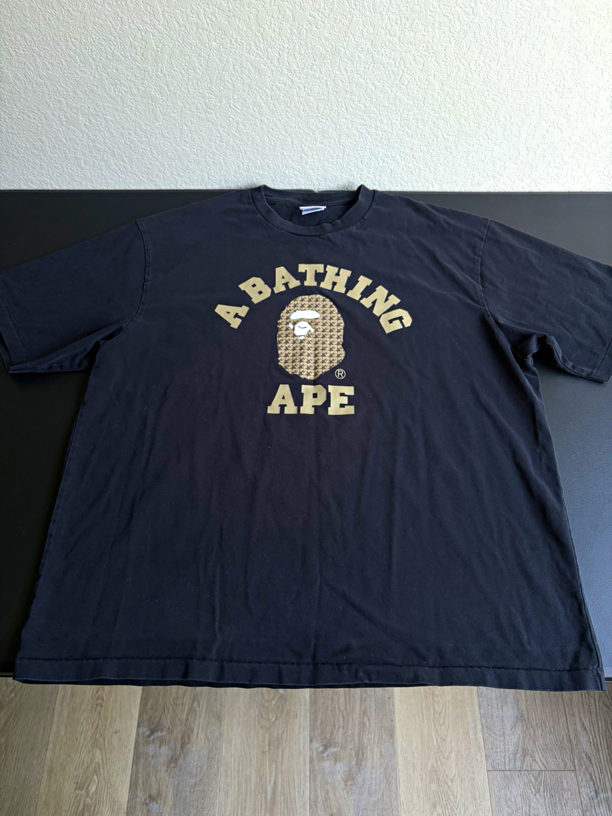 A Bathing Ape BAPE College Monogram Ape Head Tee Black 2XL XXL