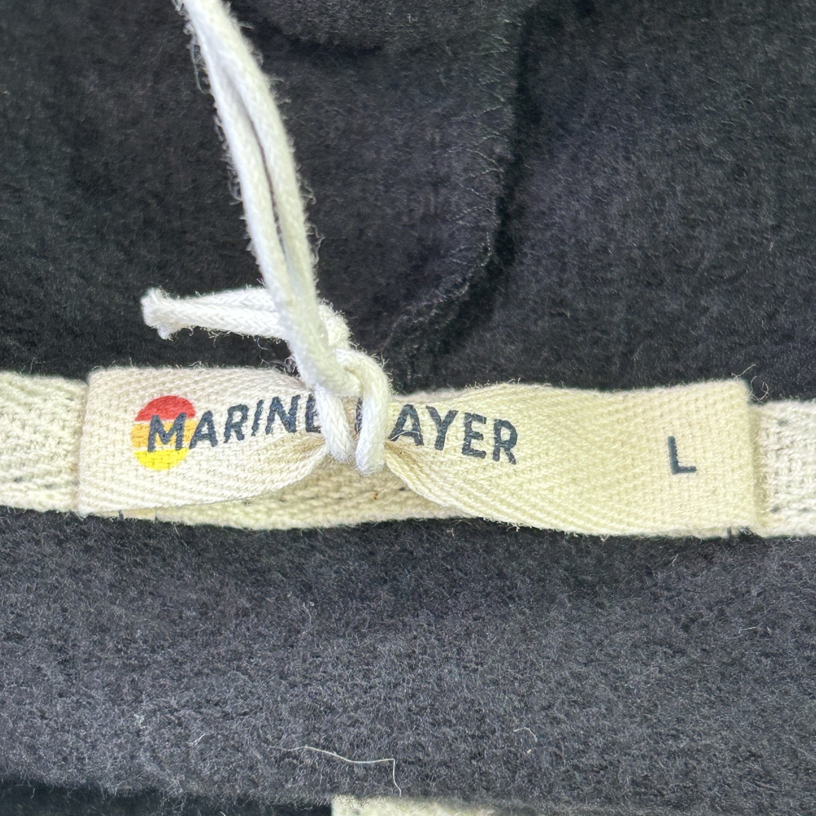 NWT Marine Layer Hoodie Womens Large Black Full Zip Fleece Sweatshirt USA Logo /