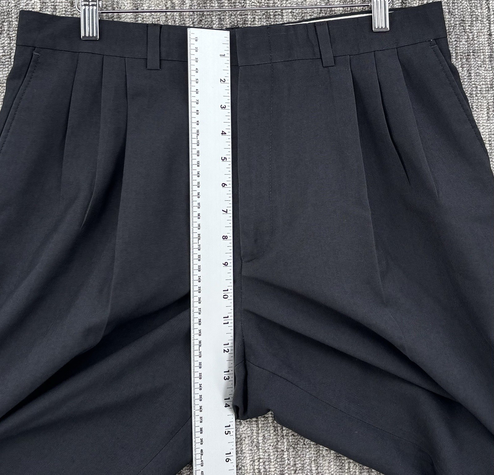 VTG Men’s Loose Relaxed Black Pleated Cuffed Dress Pants 32×31 Talon Zipper