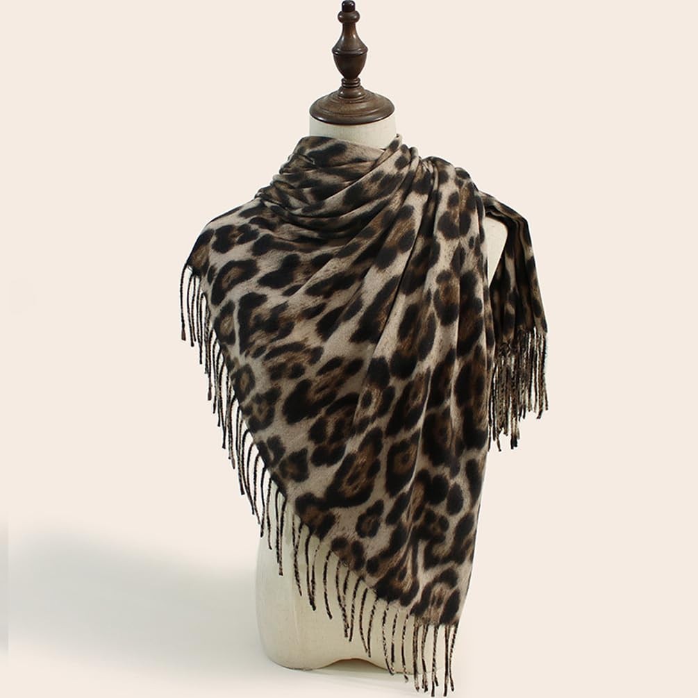 Classic Leopard Print Scarf Winter Warm Animal Soft Cashmere Blanket Scarf Wr…