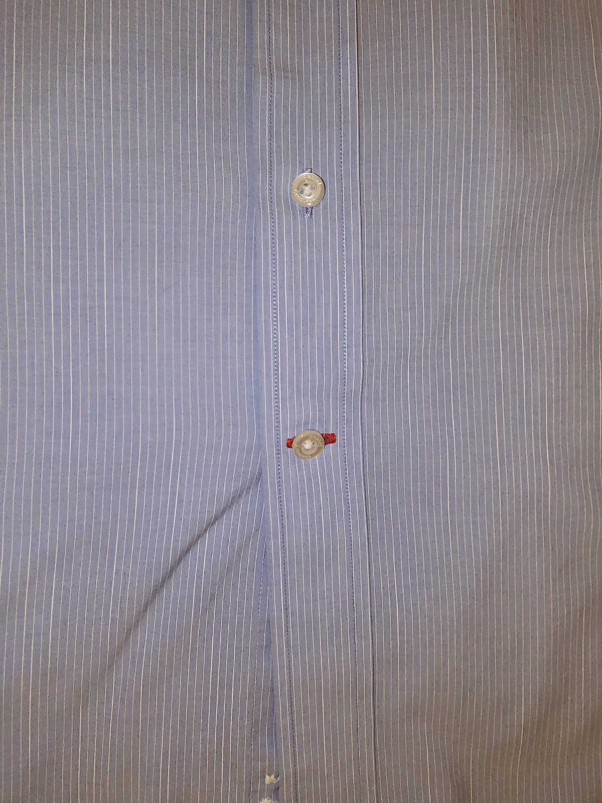 Daniel Cremieux Men’s Short Sleeve Shirt L – Blue w/White Pin Stripe-Button Coll