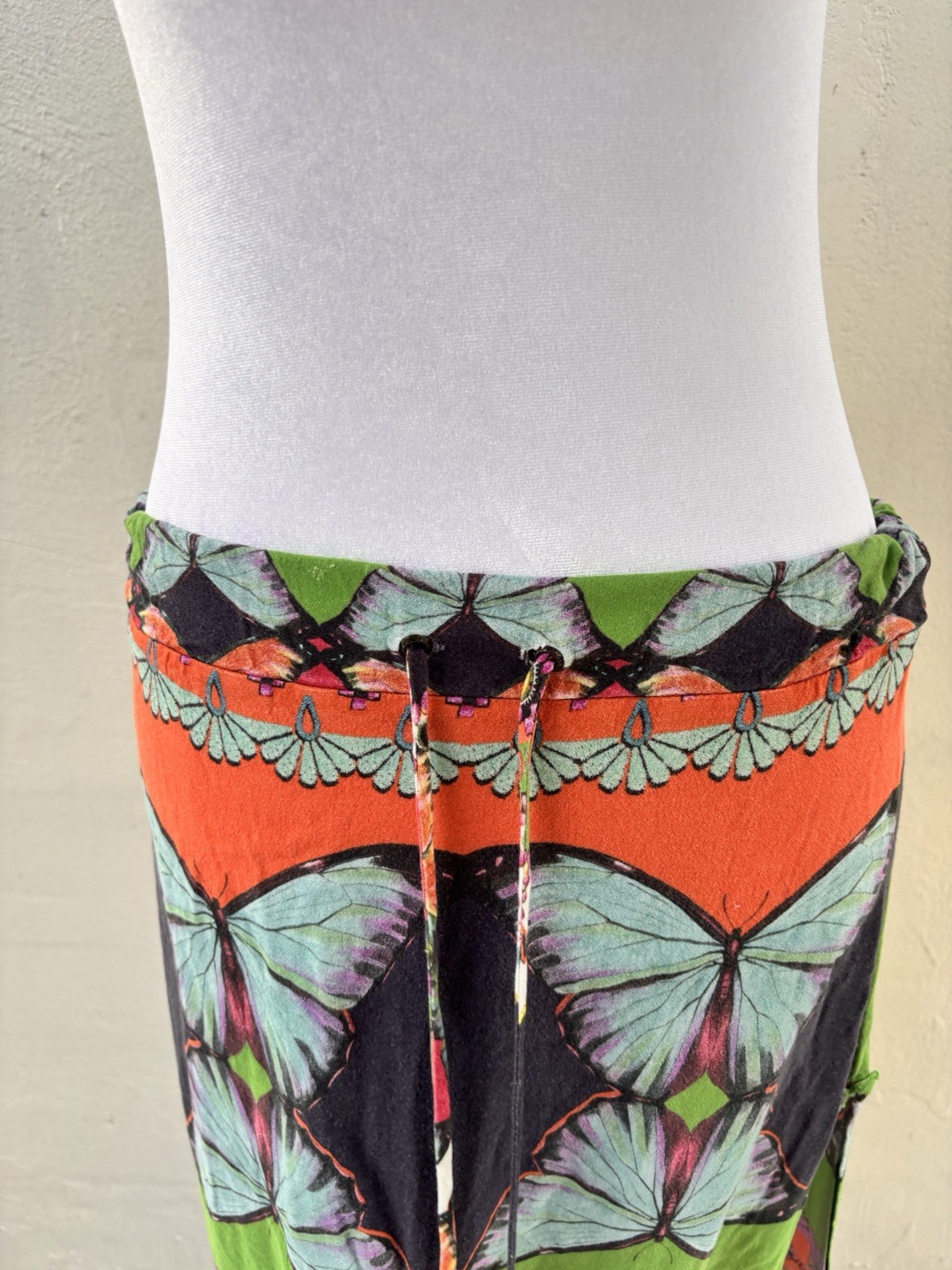 Farm Rio Multi-patterned Butterfly Print Long Maxi Skirt Drawstring Waist Size S