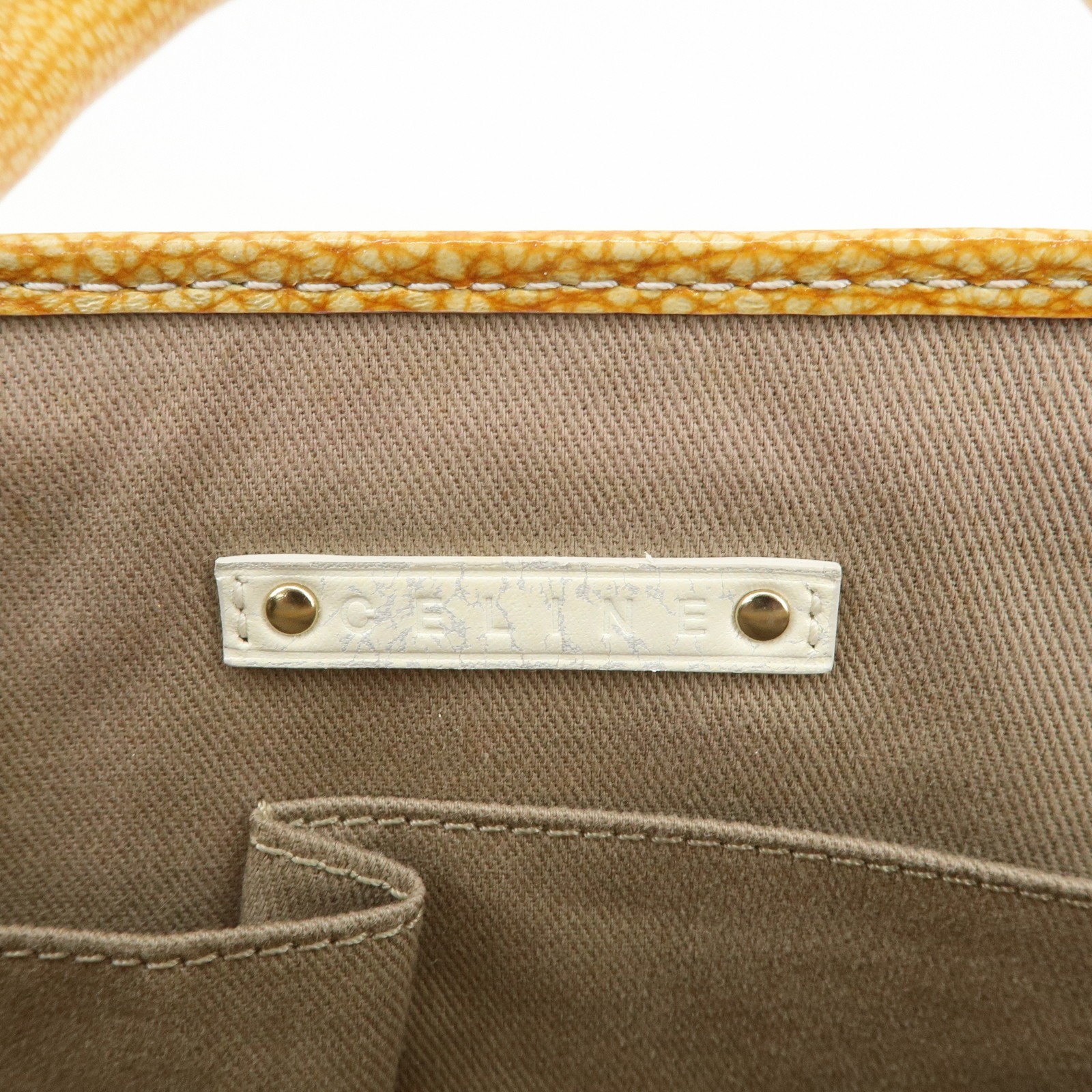 CELINE Macadam Boogie Canvas Leather Hand Bag Red Beige Authentic Used F/S