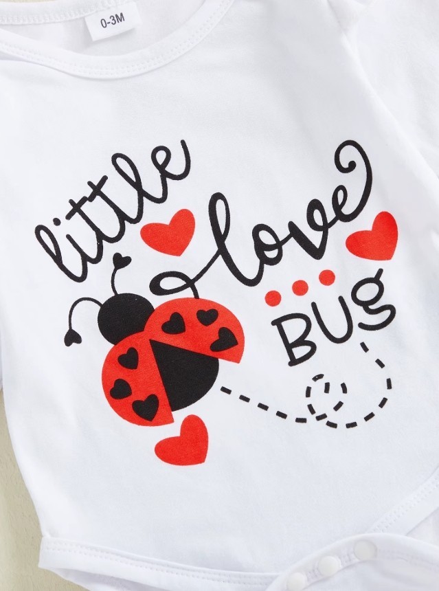 NEW Valentine’s Day Love Bug Ladybug Baby Girls Outfit Set