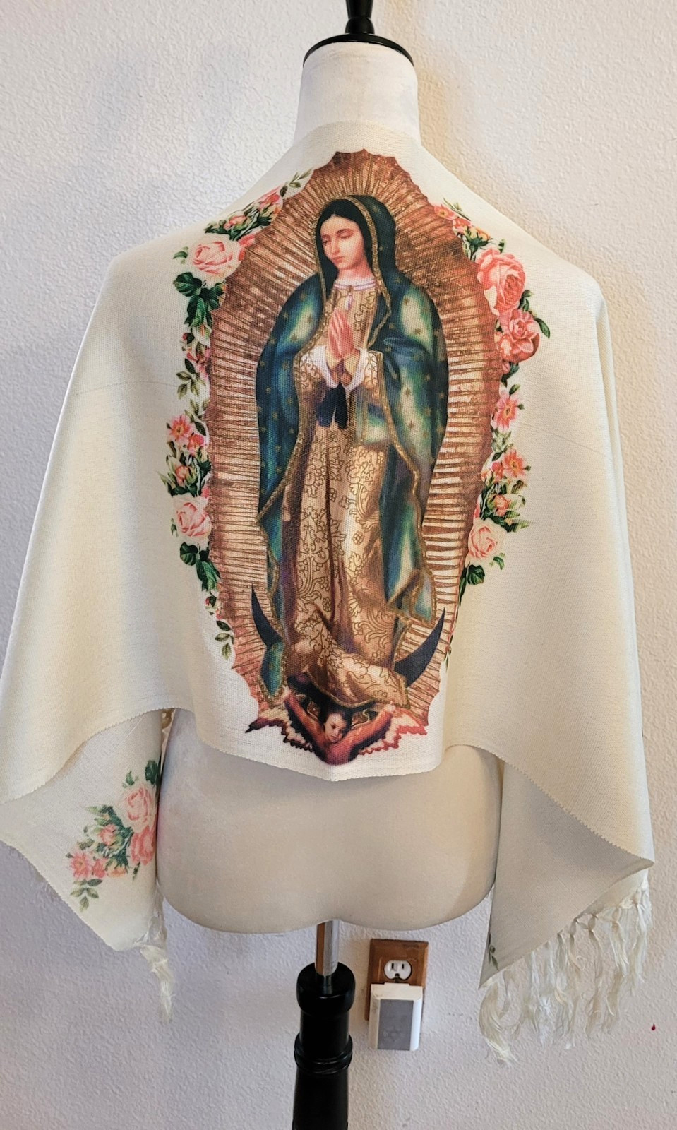 Virgen de Guadalupe Religious Small, Rebozo, shawl, pashmina, scarf, Chalina
