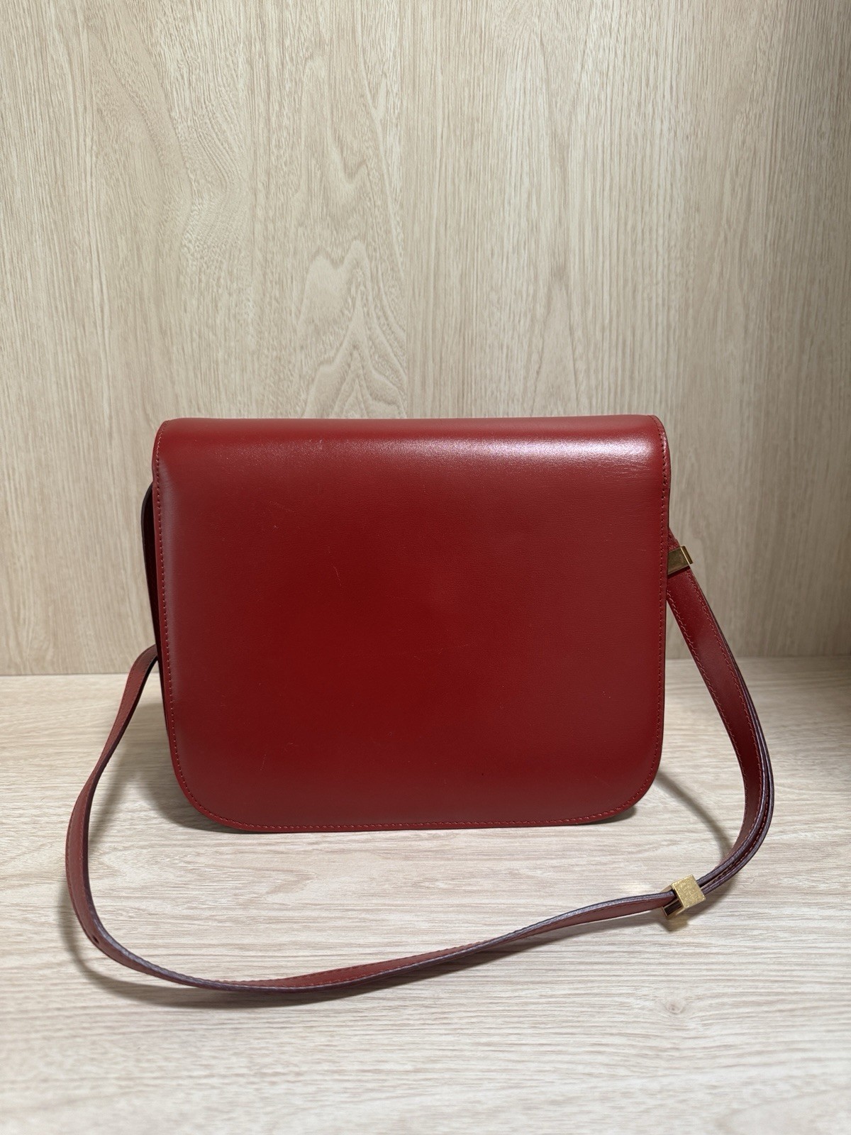 CELINE Red Leather Box Bag
