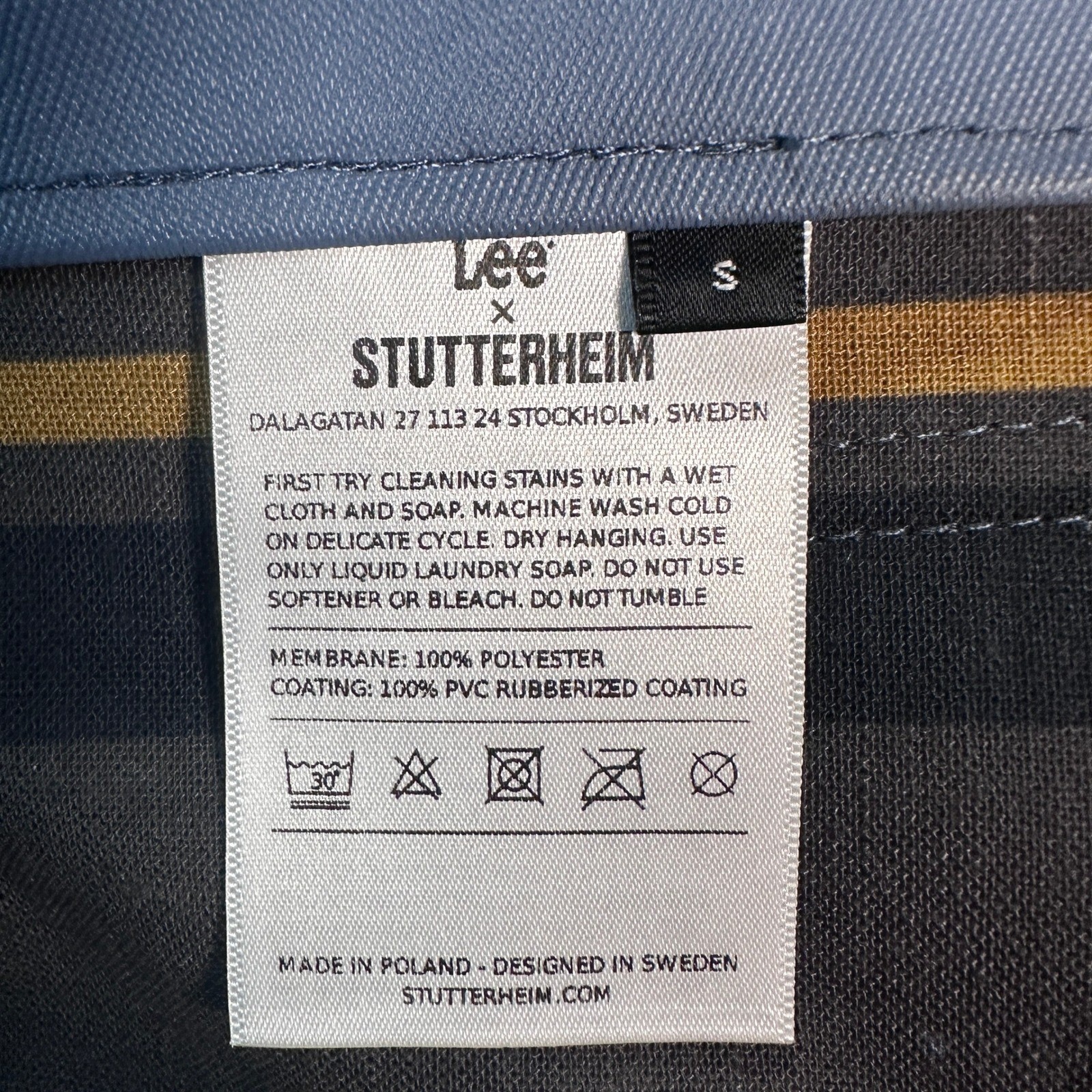 NWT Stutterheim x Lee Stockholm Raincoat Ash Hooded Long Jacket Mens Size Small