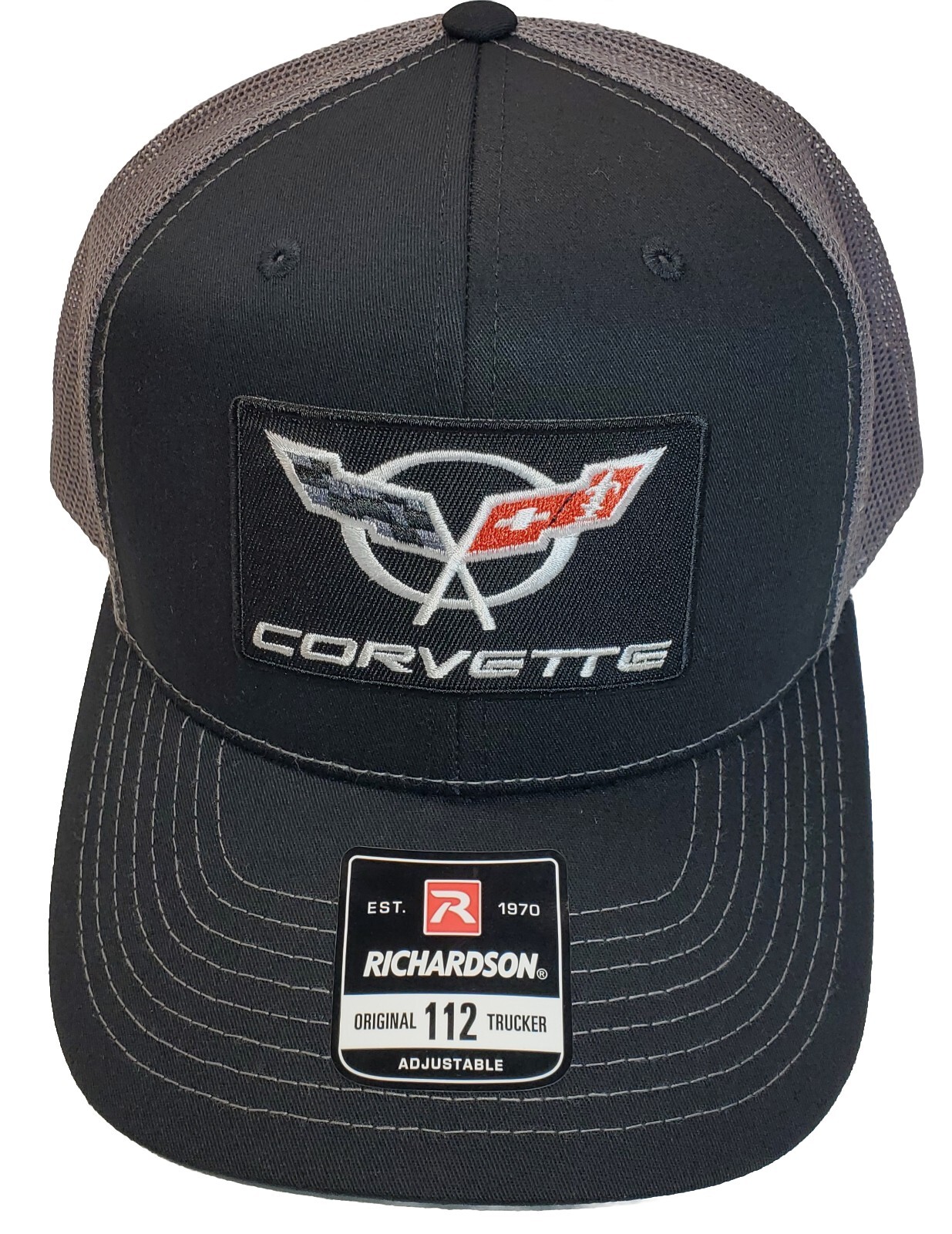 Corvette C5 Patch Richardson 112 Trucker Hat Snapback Black/Charcoal