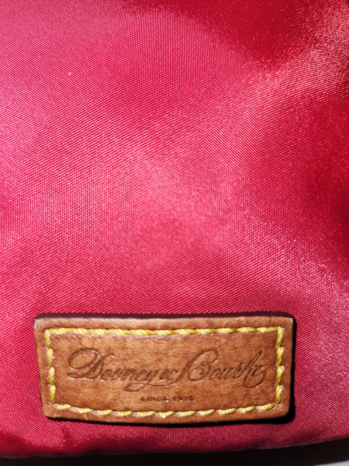 Dooney & Bourke Red Solid Crossbody Zip Bag Brown Strap Gold Hardware