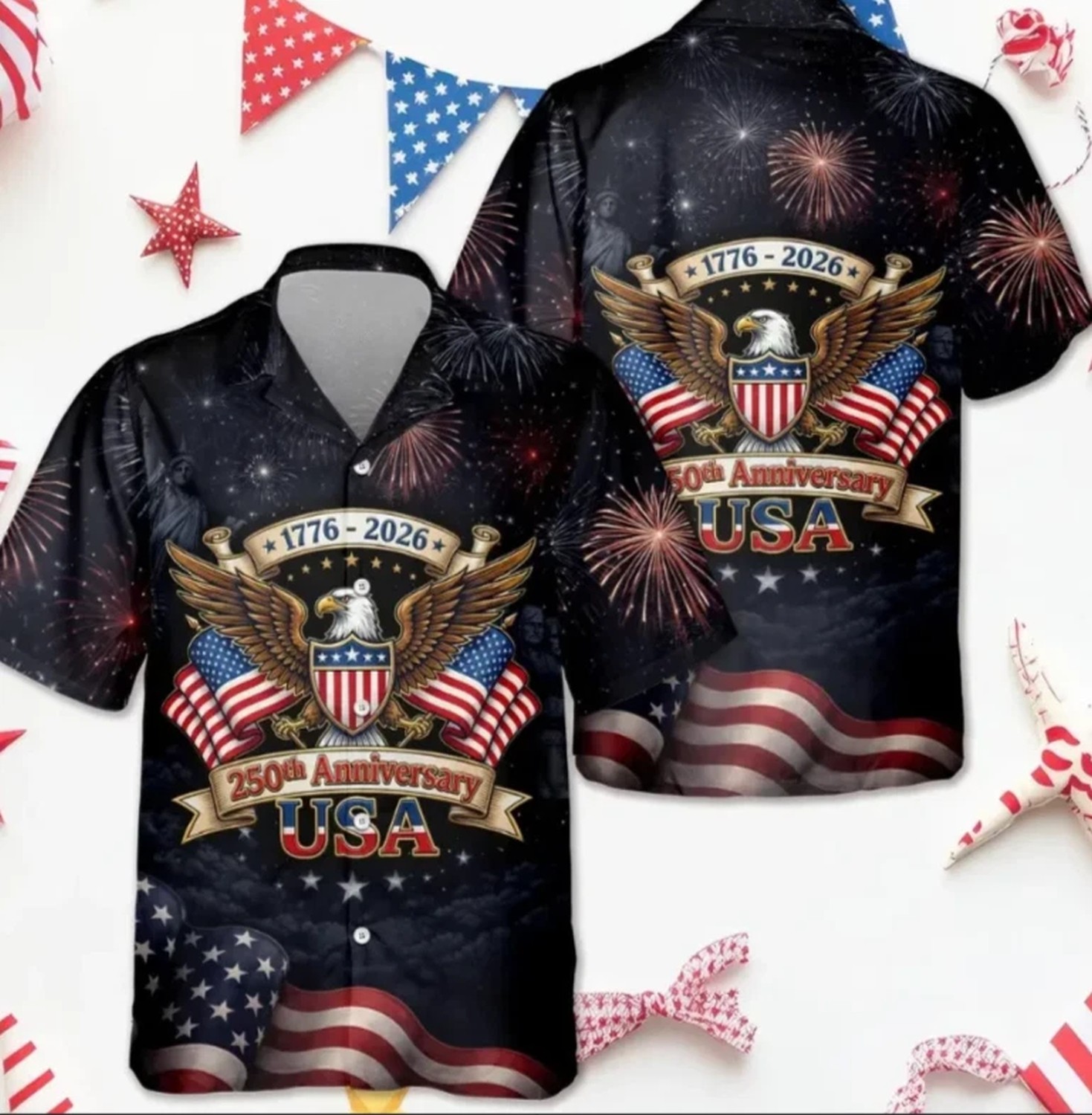 1776-2026 America 250th Anniversary Hawaiian Shirt 4th Of July Freedom Patriotic