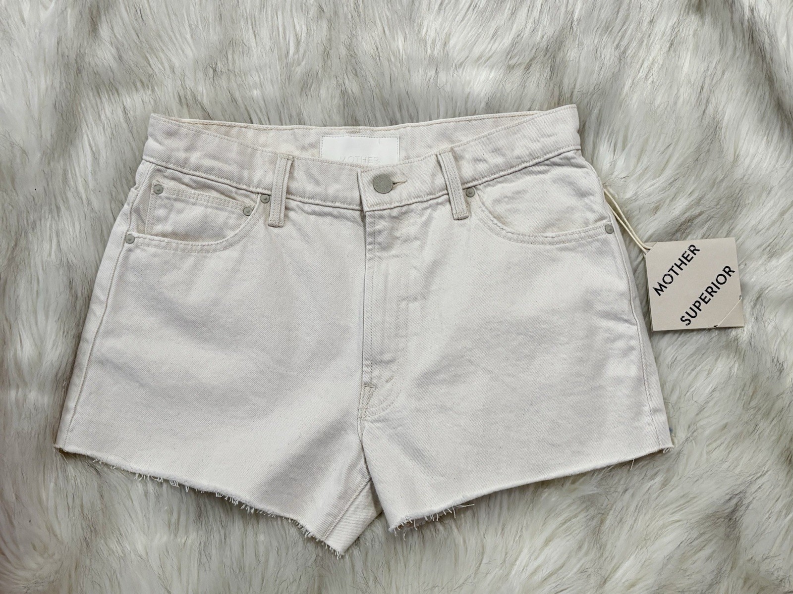NWT MOTHER Dodger Fray Cut-Off Shorts Natural Selection Cream-colored SZ 27