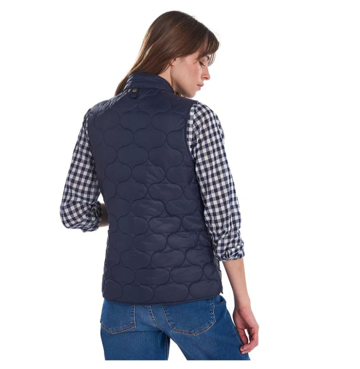 Navy ~ BARBOUR LOLA Gilet Quilted Vest w/ English Floral Lining MSRP$260