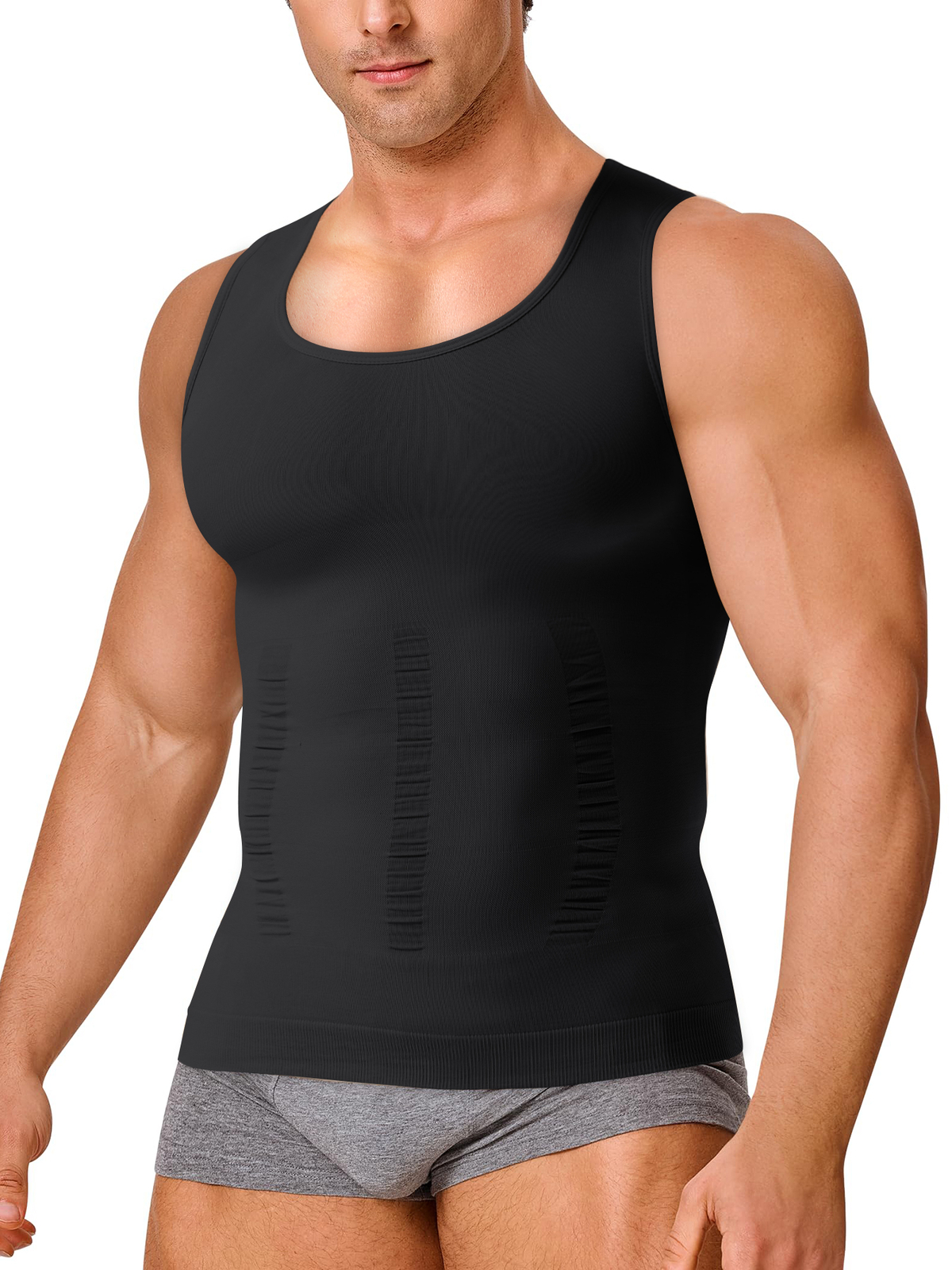 Mens Slimming Body Shaper Belly Chest Compression Vest Girdle Tank Tops T-Shirts
