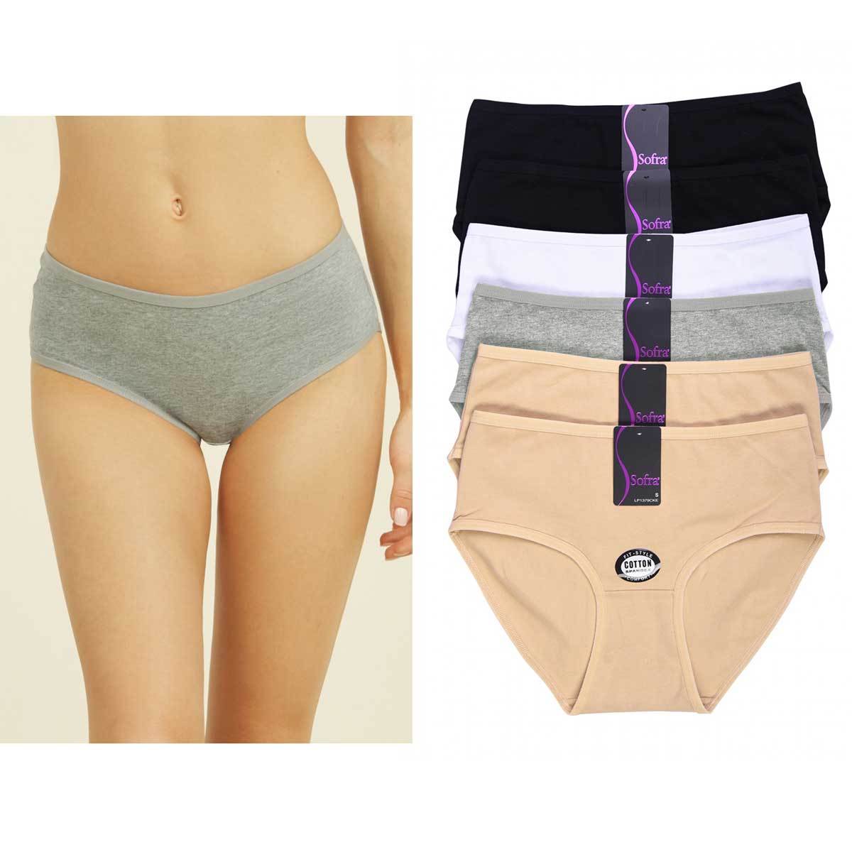 6 Pack S M L Women Plain Solid Cotton Bikini Hipster Panties Underwear Lingeries