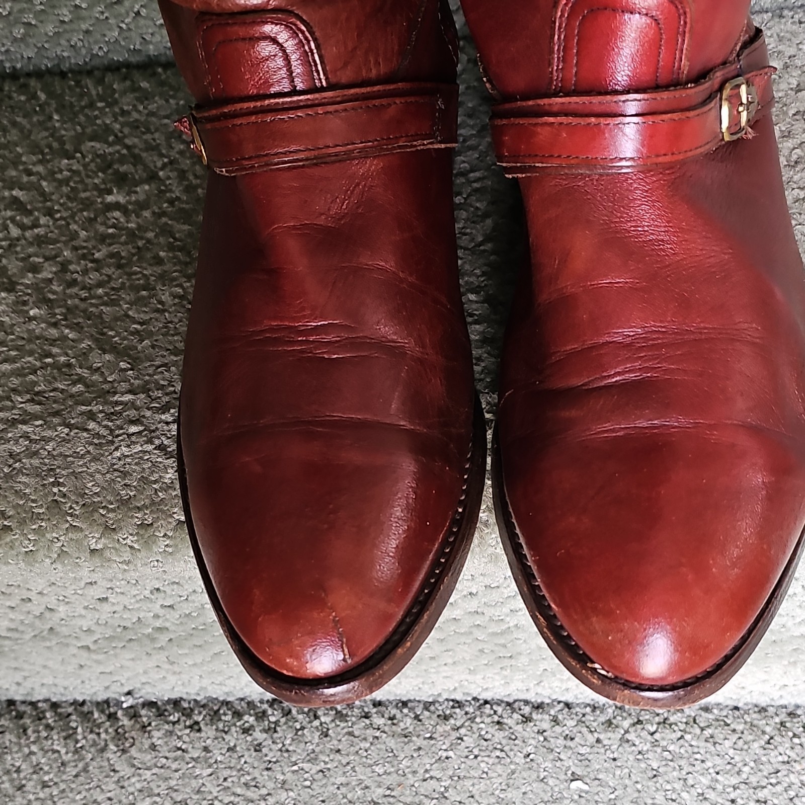 Frye Red Leather dress Mid-Calf Boots Buckle Campus, Men’s Size 10,1/2D ,Campus