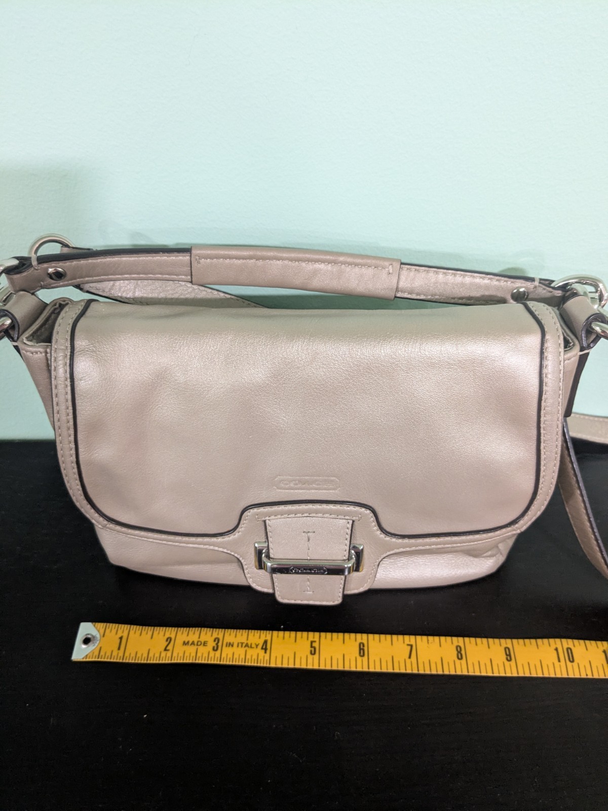 Coach Metallic Champagne Gold Taylor Leather Flap Shoulder Crossbody F25206 2013