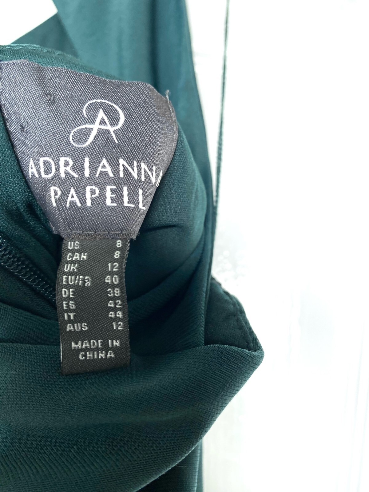 ADRIANNA PAPELL Dusty Emerald Open Back Halter Taffeta Skirt Maxi Gown Dress 8 M