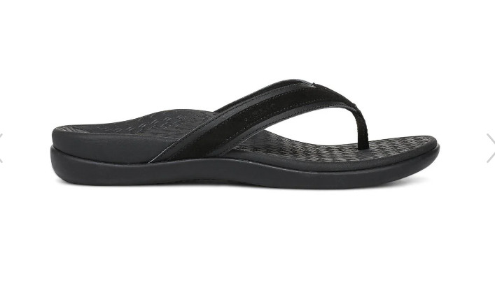 Vionic Women’s Tide 2.0 Toe Post Sandal, Black Suede