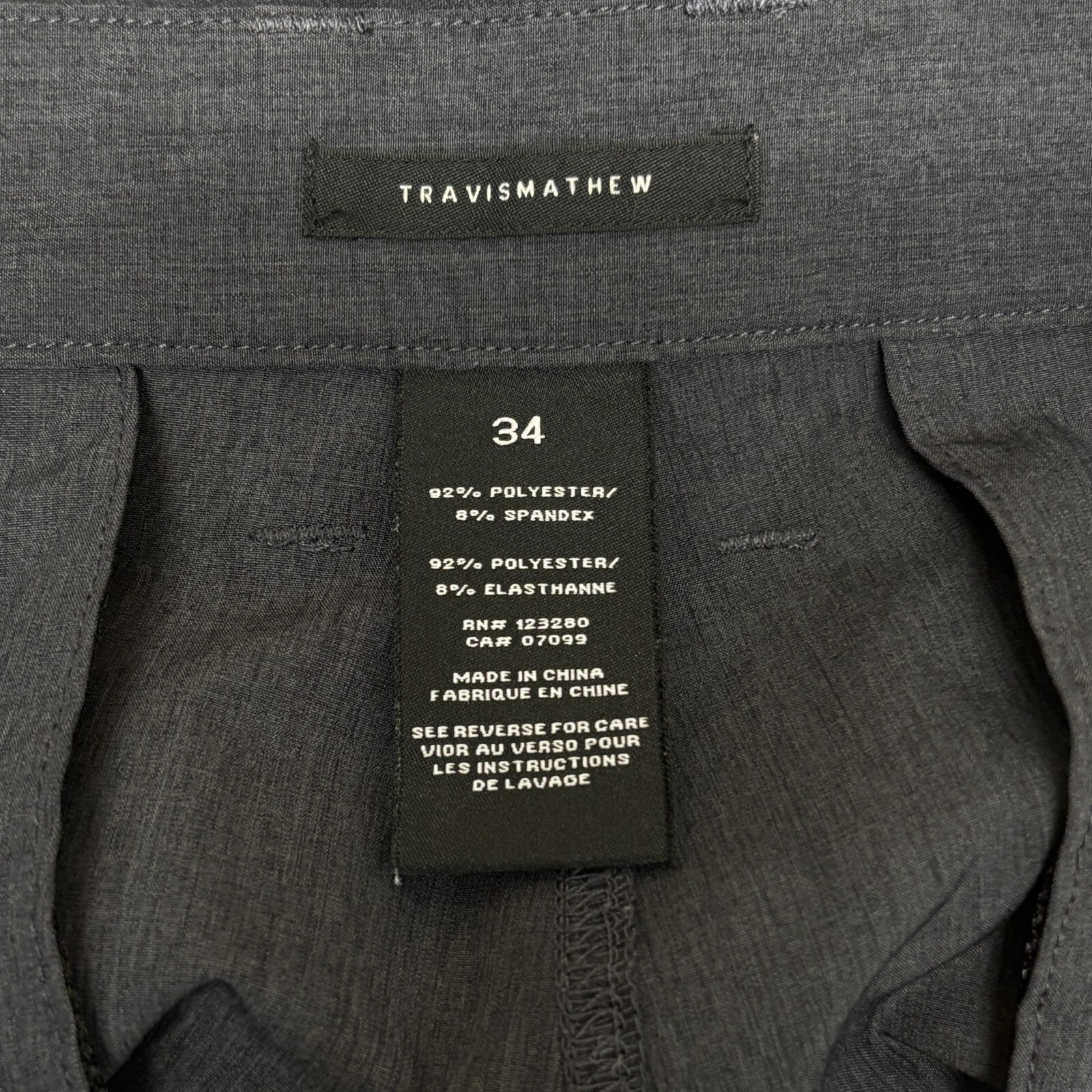 Travis Mathew Men Golf Performance Pants Size 34 (34×30) Gray Flat Front C002 28