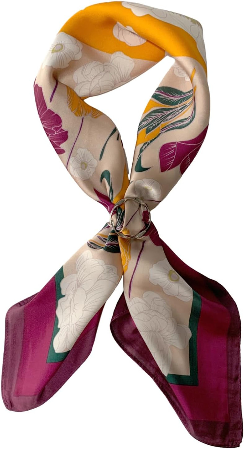Mulberry Silk Feeling Head Scarf 27″ Women’S Fashion Square Neck Satin Scarfs fo
