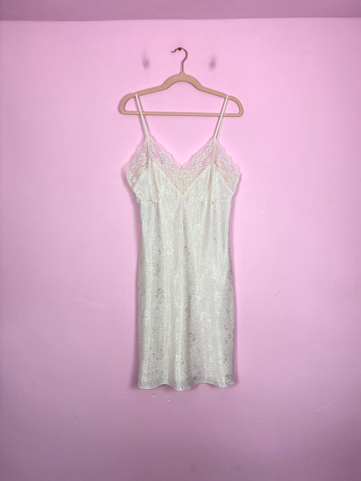 St Michael Vintage Ivory Cream Floral Brocade Lace Nightie Size 18