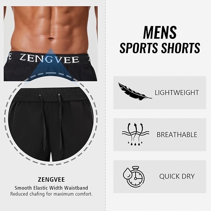 Men’s Sports Athletic Gym Shorts 3 Pack Running Workout Training Shorts Mens Qui