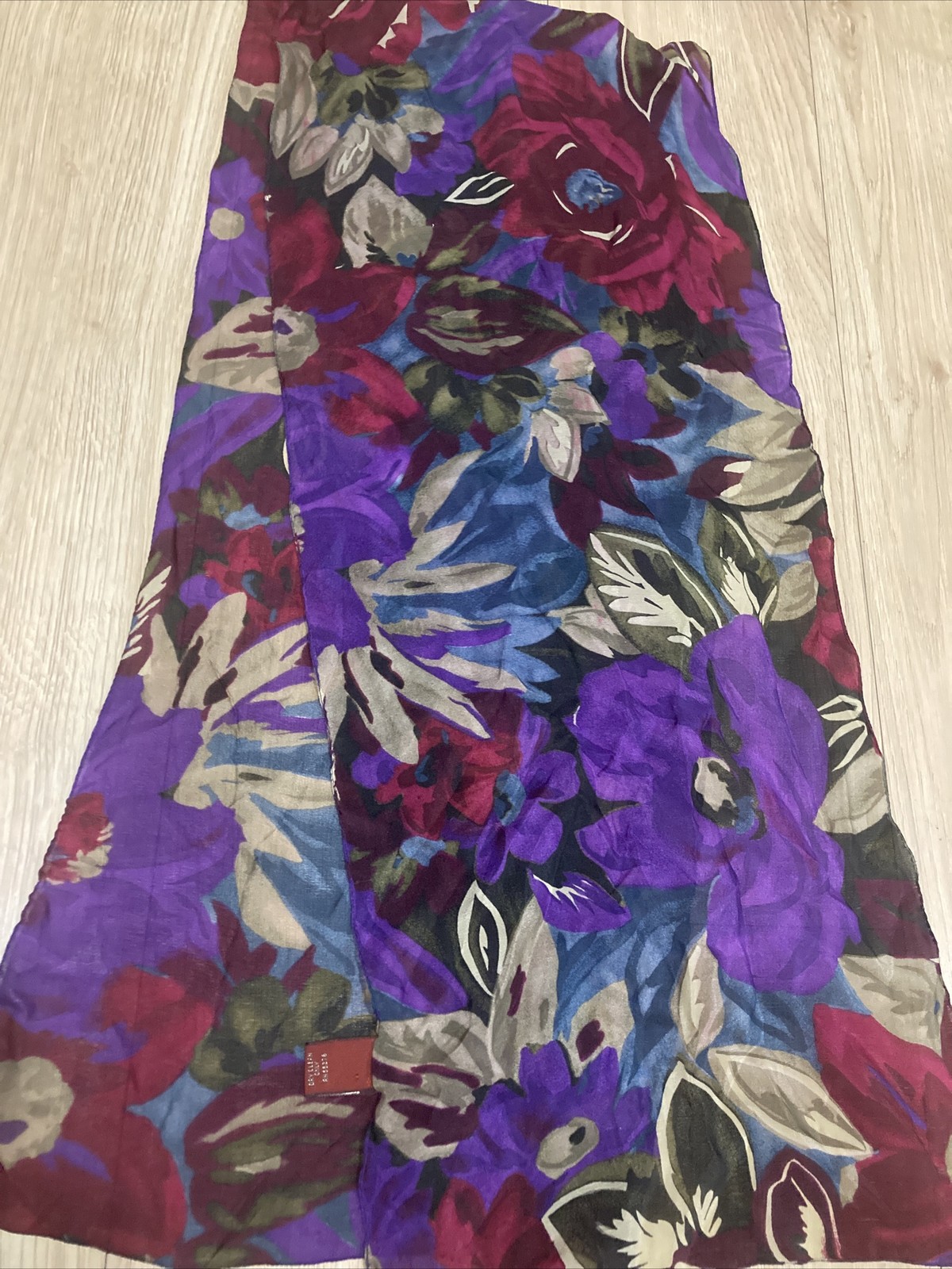 Axcess 100% Silk Made In Italy Floral Scarf 12”x60”