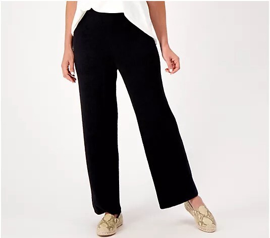 Encore by Idina Menzel Cloud Wide-Leg Pants A550330 Black Size Petite 2X NEW