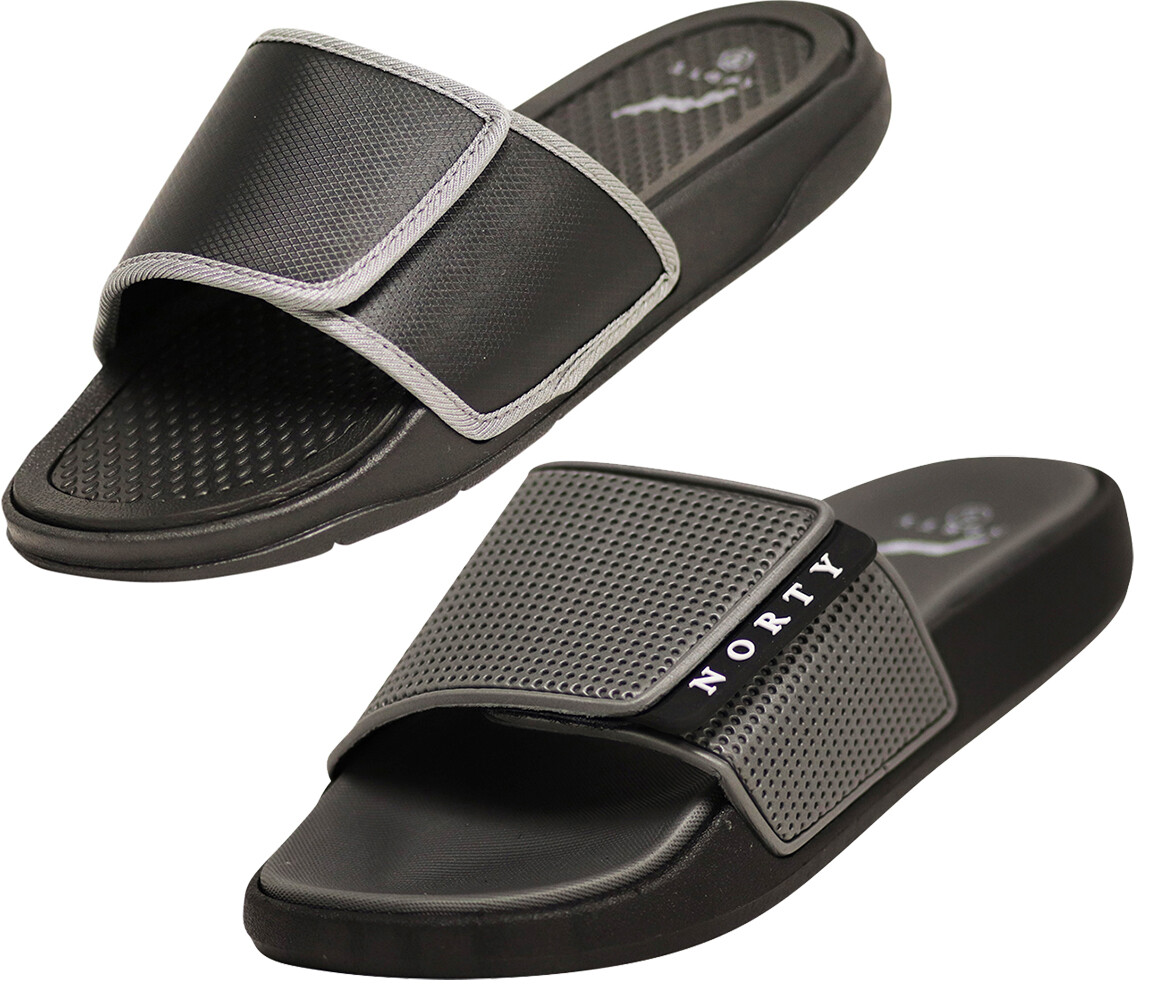 Norty Mens Summer Comfort Casual Slide Flat Strap Shower Sandals Slip On Shoes