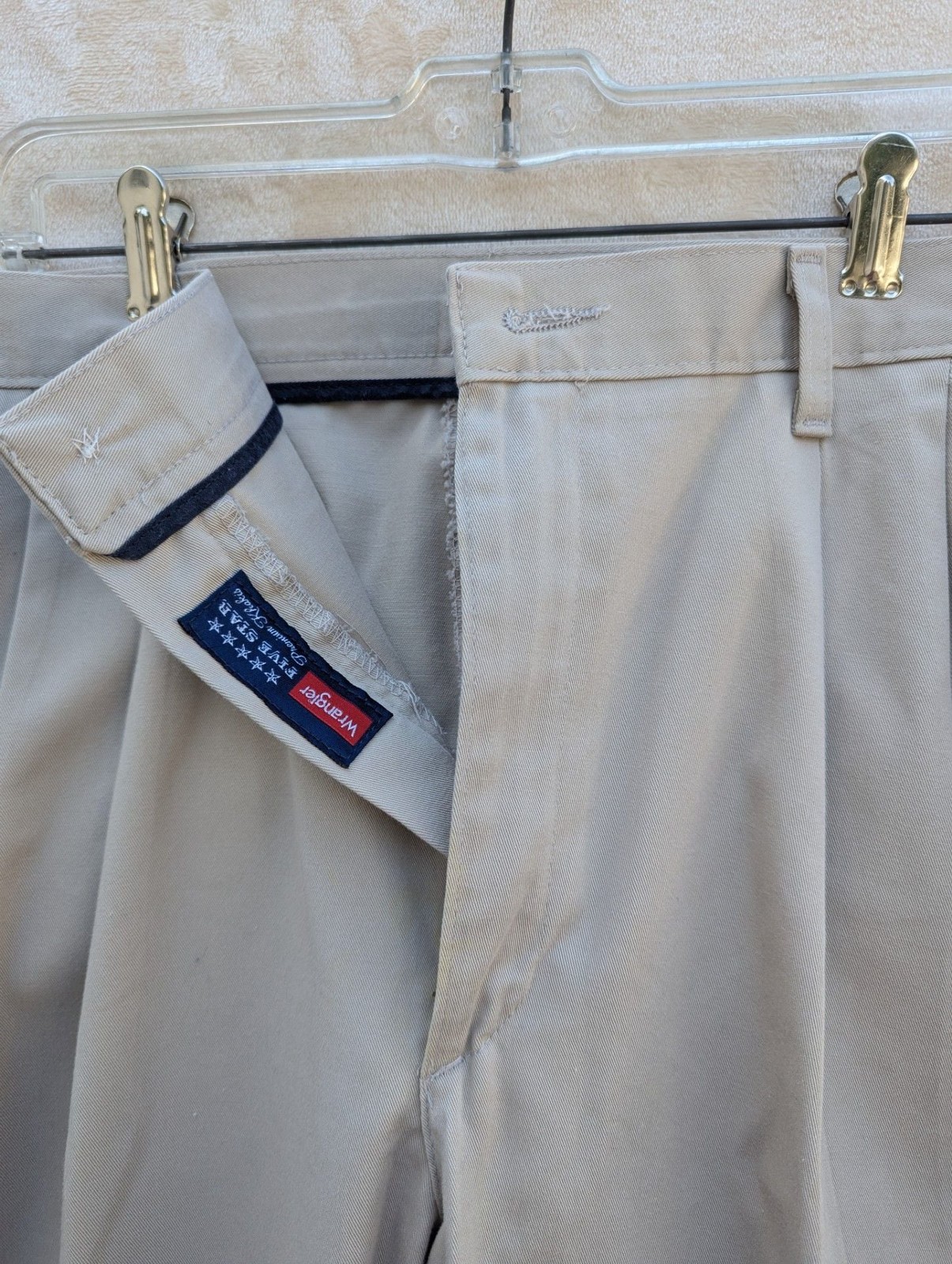 Wrangler Five Star Premium Khaki Pleated Trousers