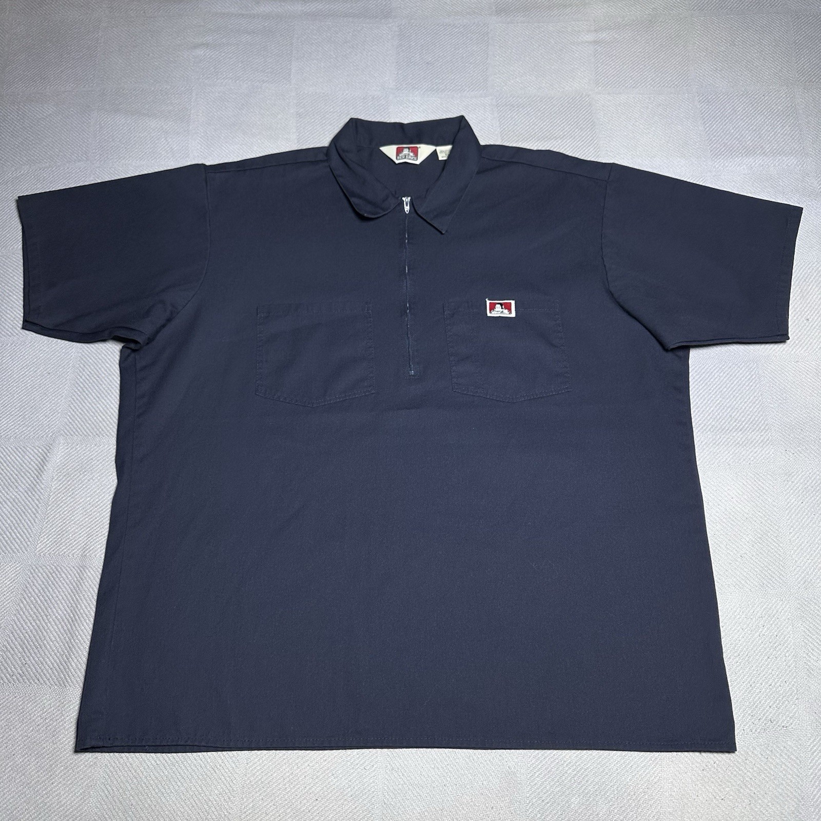 Vintage Ben Davis Half Zip Navy Dual Pocket Shirt Men’s Size XL Talon Zipper