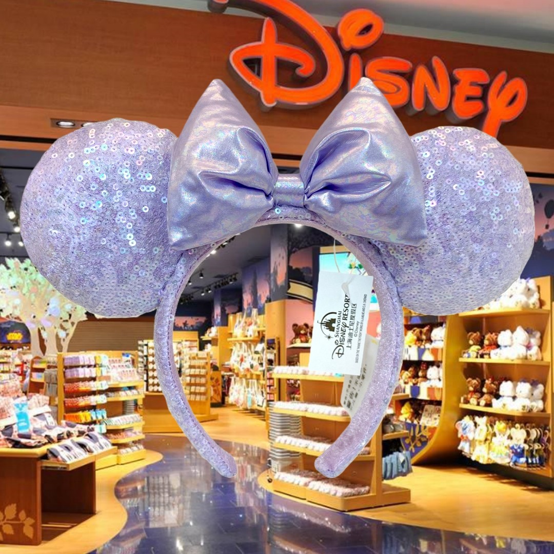 Opalescent Lavender Disney` Resort Minnie Ears Parks 2025 Spangle Headband Gift