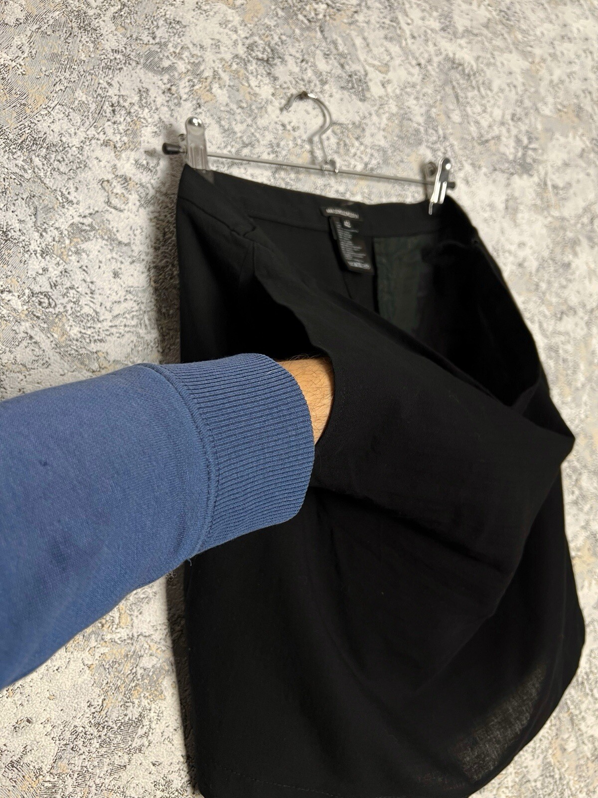 Ann Demeulemeester Skirt Black 100% Wool Slouchy Pockets Avant Garde Zip Size 42