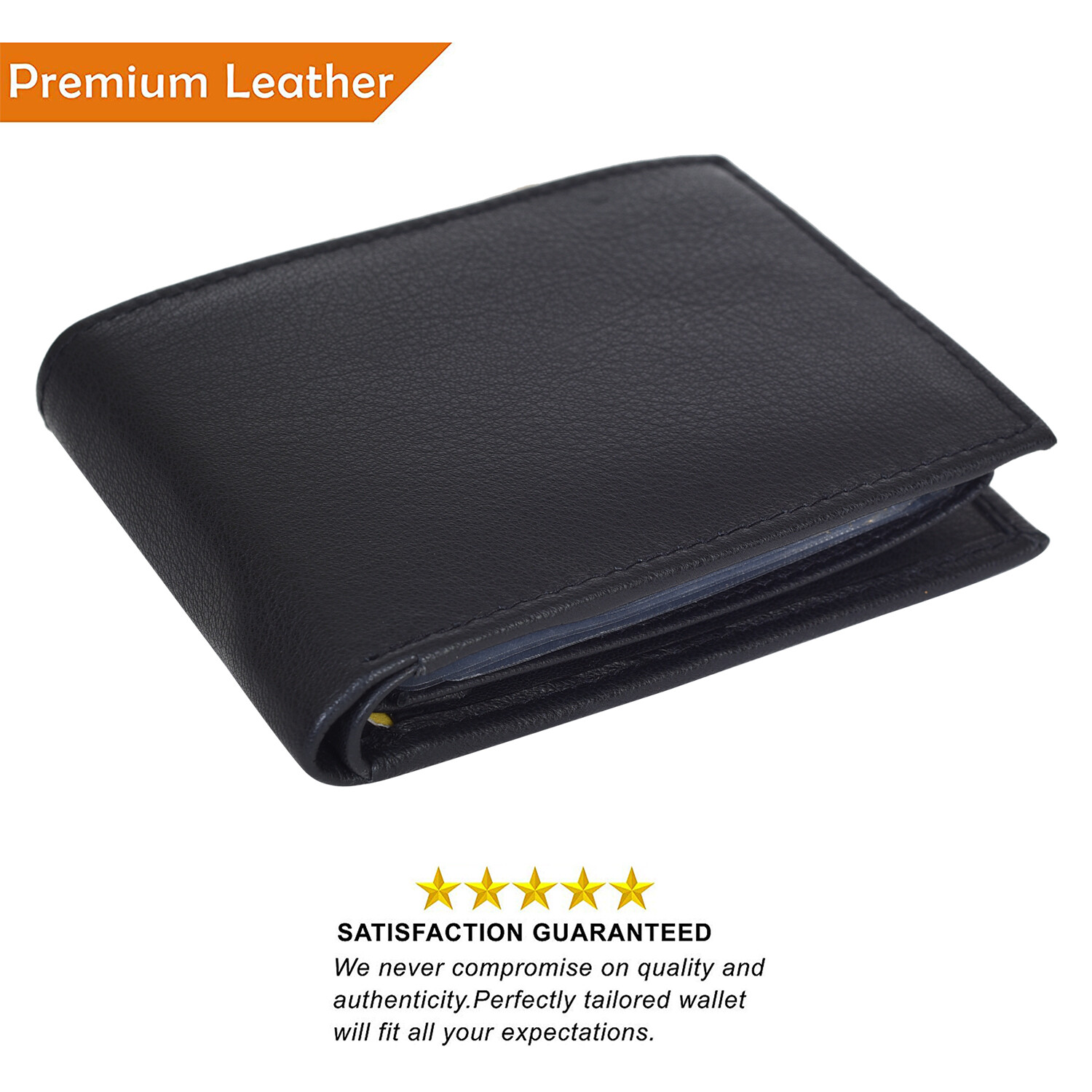 Leatherboss Genuine Leather Men Bifold Wallet Secured Snap on Credit Card Holder