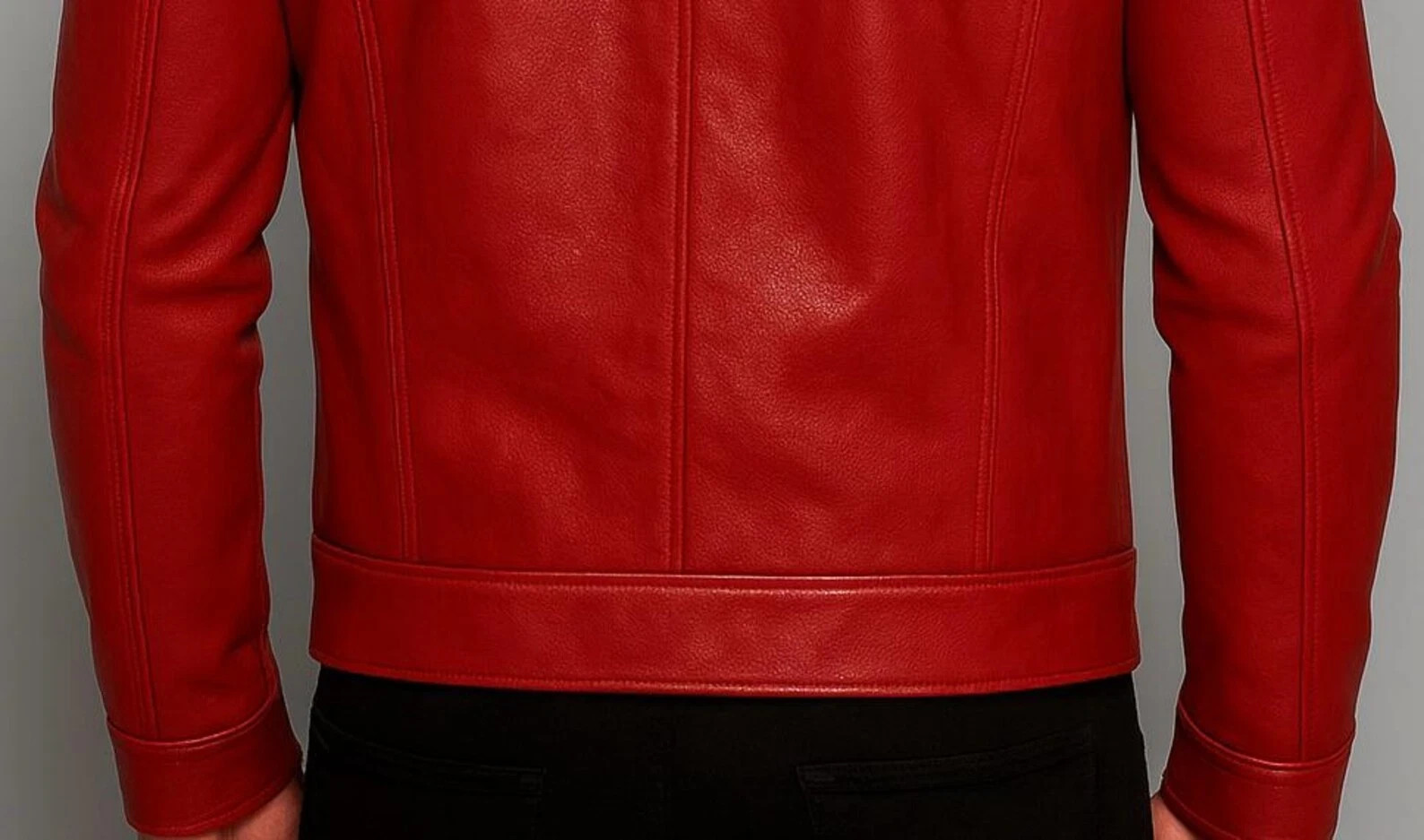 Leather Trucker Jacket for Men Red Pure Suede Custom Made Size S M L XXL 3XL