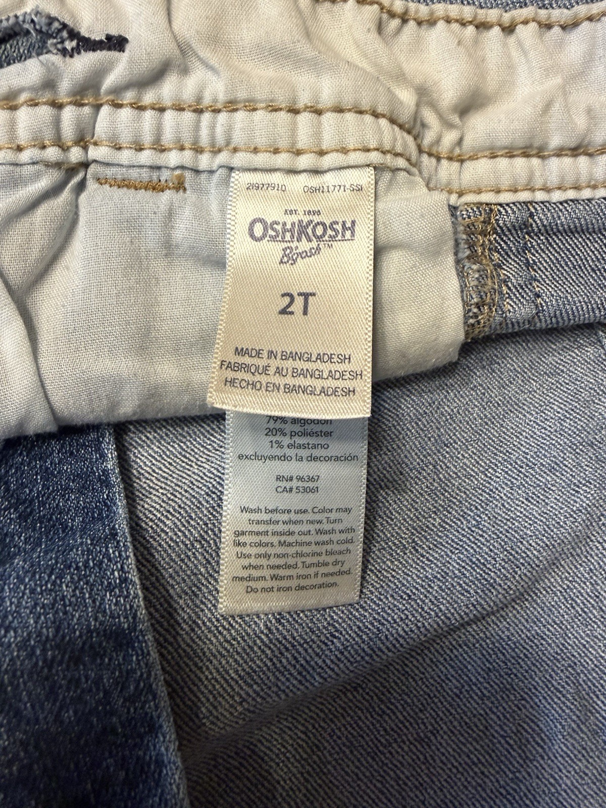 OshKosh B’Gosh Denim Overalls 2T Toddler Adjustable Straps Classic
